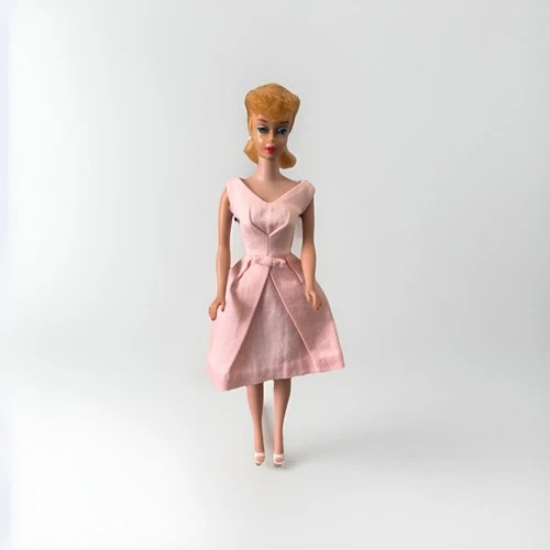 VINTAGE PONYTAIL BARBIE DOLL 1960'S WEARING CAMPUS BELLE DRESS WITH STAND