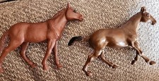  2 6" Hard Plastic Vintage Toy Brown Horses