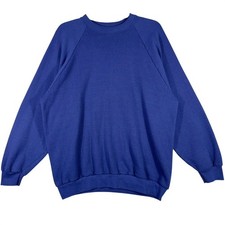 Vintage 90s Fruit of the Loom Sweatshirt Mens XL Blank Blue Made in USA Crewneck