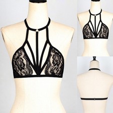 Sexy Women Black Lace Bra Top Sheer Mesh Bralet Crop Top Blouse Tee Tops