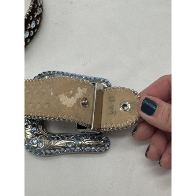 b. b. Simon Brown Leather/ horse hair Swarovski Crystal Belt 