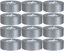 Heavy Duty Silver Duct Tape 12 Pack - 2" x 60 Yards, Waterproof Strong