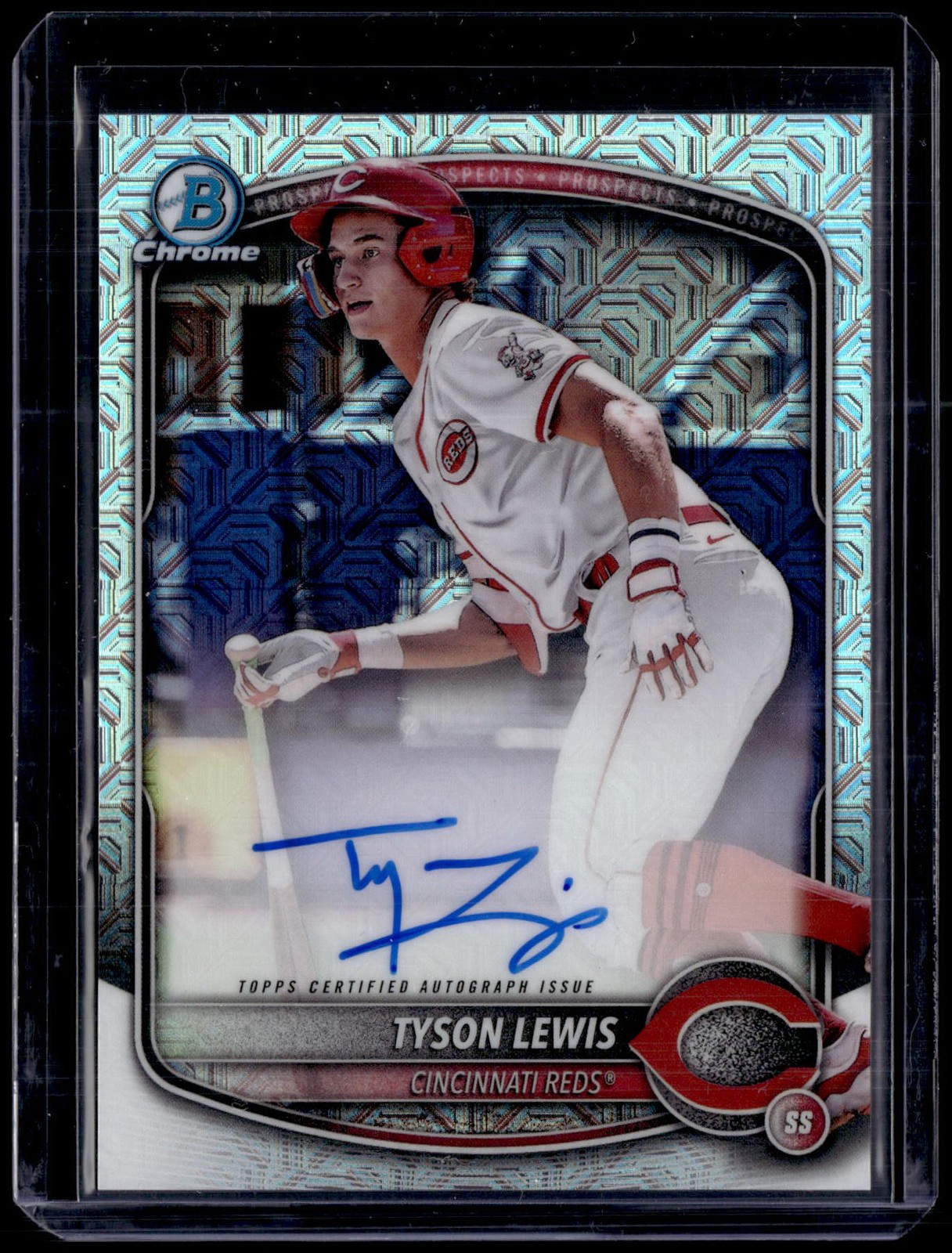 2025 Bowman #BMA-TLE Tyson Lewis Chrome Prospect Autographs Mojo Refractor