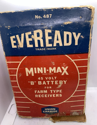 Vintage Eveready No. 487 Mini-Max 45 Volt ''B'' Battery - Untested