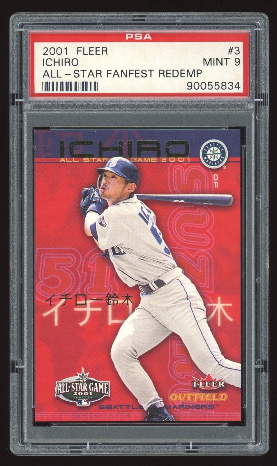 ICHIRO SUZUKI 2001 FLEER "ALL-STAR FANFEST REDEMPTION" #3 ROOKIE CARD PSA 9 MINT