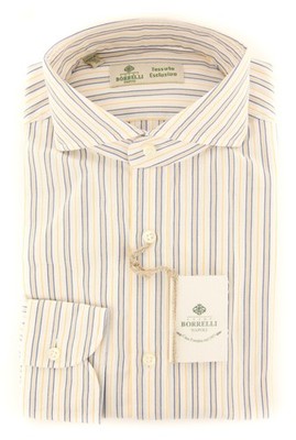 Luigi Borrelli Weiß Gestreiftes Hemd Extra Slim Slim Fit 36'' (2018022219)