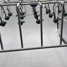 (3)   15 Pack  1/32Oz Size 4 Sickle Hooks Jigs Heads With 3D eyes & Wire Keeper