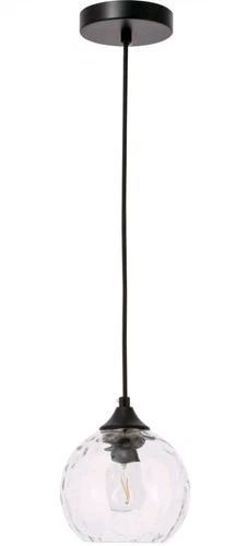 Living District Cashel 1-Light Metal and Glass Pendant in Black/Clear - Picture 4 of 5