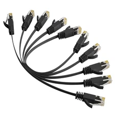 "Elecan Cat 6 Flat Ethernet Cable 1 Ft/5 Pack, High Speed Slim Short Patch Cable