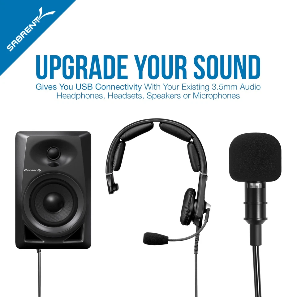 Sabrent Aluminum USB External Stereo Sound Adapter for Windows and Mac. Plug and - Image 3 of 4