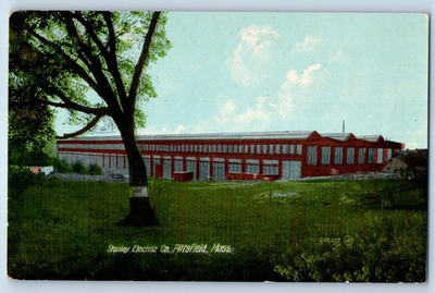 #ad 1910 Pittsfield Massachusetts Postcard Stanley Electric Co Building Trees Field $9.95