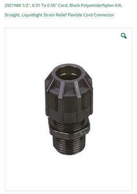 Thomas & Betts 2921NM 1/2  Cord Connector, Non Metallic **make an offer**