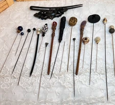 Hat Pins Hair Accessories Antique and Vintage LOT of 21 Items