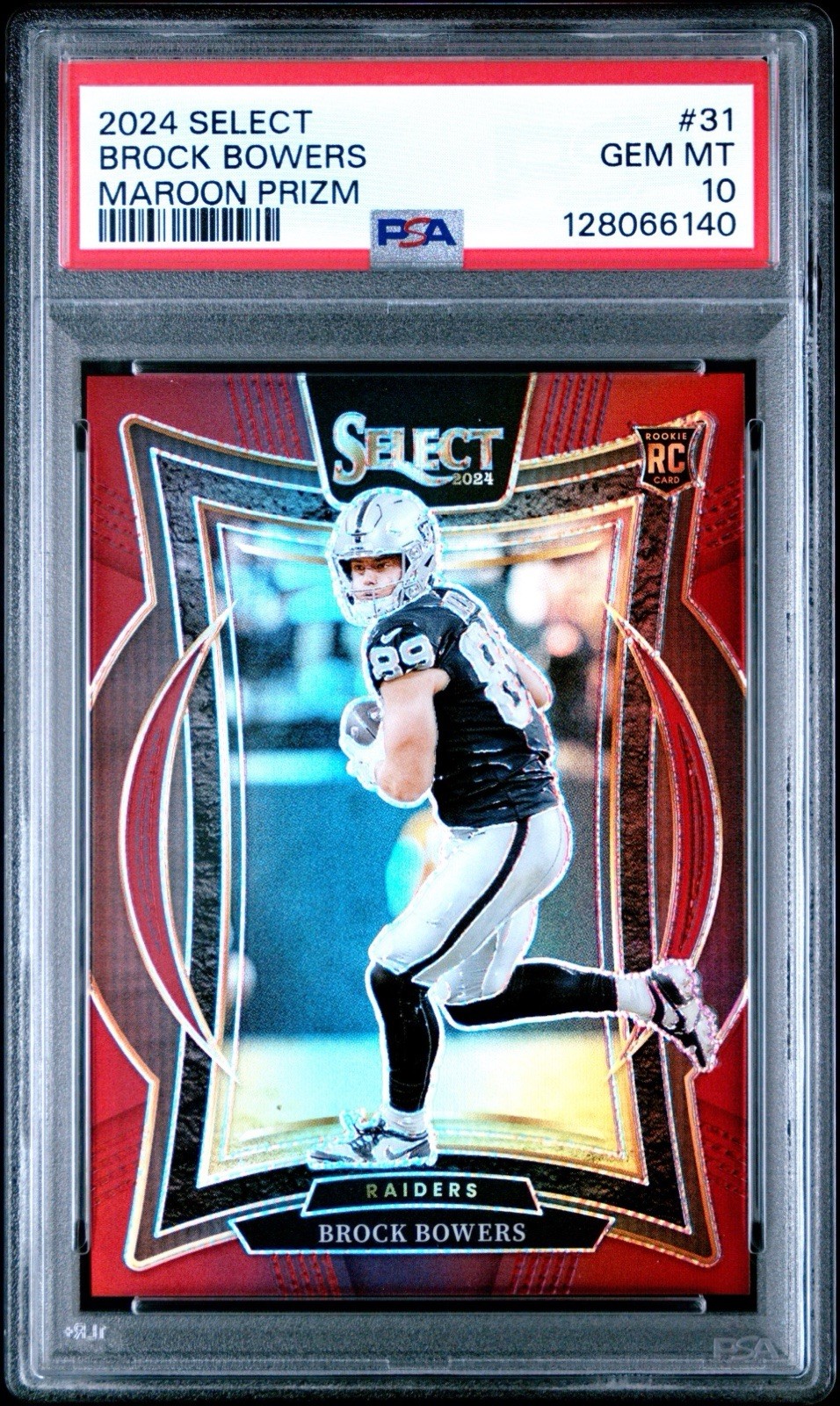 2024 Panini Select #31 Maroon Prizm Concourse Brock Bowers /149 PSA 10 Raiders