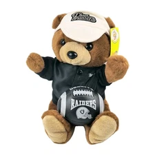 Vintage 1992 Team NFL Oakland Raiders 10" Teddy Bear & Football Plush 