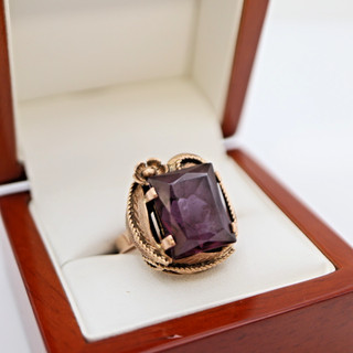 Historic Unusual Ruby Ring 585 Rose Gold Size 58 = 9.13g