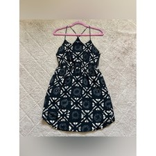 Madewell Starview Batik Grid Geo Silk Cami Dress Preppy Homecoming Party Sz 4