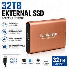 32TB External SSD Portable USB 3.1 Type-C Hard Drive for PC Laptop MacBook