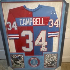 Earl Campbell Houston Oilers Autographed Jersey Framed with Photos