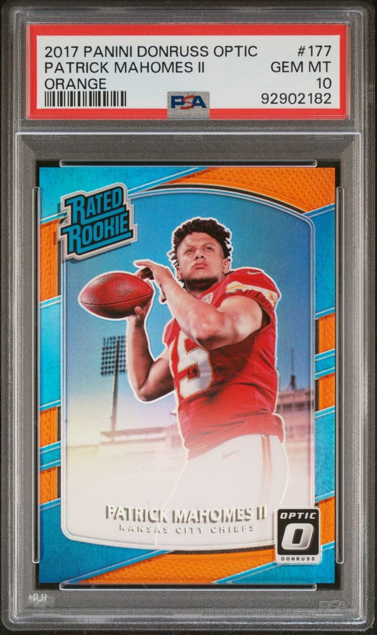 2017 PANINI DONRUSS OPTIC ORANGE #177 PATRICK MAHOMES II ROOKIE RC #/199 PSA 10