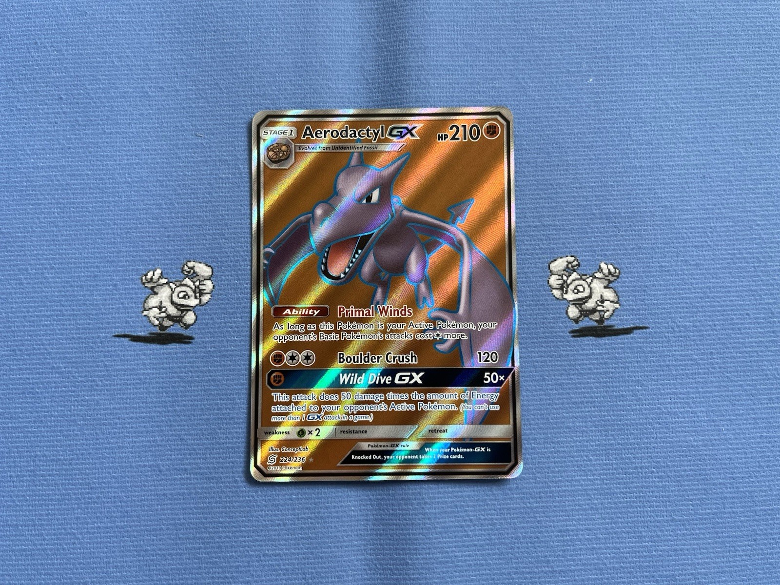 Pokémon TCG Aerodactyl GX 224/236 Unified Minds (NM) Full Art Pokémon Card