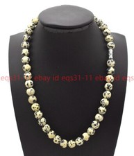 Genuine Natural 6/8/10mm Dalmatian Jasper Gemstone Round Beads Necklace 18''
