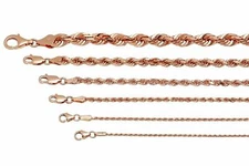 14k Solid Rose Gold Rope Chain Necklace 1.5mm-5mm Men's Women Sz 16"-30"