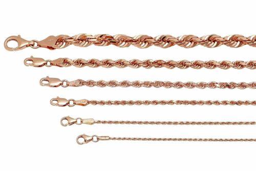 14k Solid Rose Gold Rope Chain Necklace 1.5mm-5mm Men's Women Sz 16