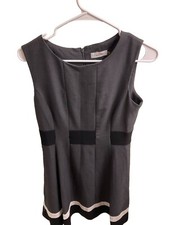 Calvin Klein Pleated Sheath Sleeveless Dress Gray Size 6 Office Work Lined Zip