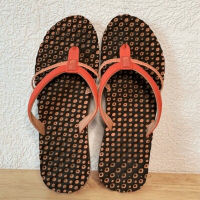 The North Face Women's Orange Brown Flip Flops Sandals Size 10