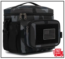 Tactical Lunch Bag Large Insulated Lunch Box Cooler Tote for Men Camo Black