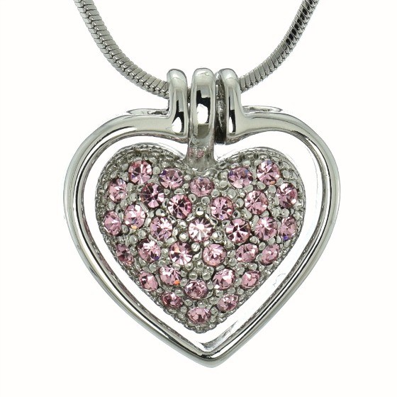 Swarovski Crystal Heart Pendant Necklace in Pink for Love & Romance  