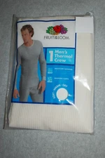 Mens Long Underwear OFF WHITE THERMAL CREW L/S SHIRT TOP Knit Longjohns M 38-40