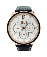 Qbos MäNner Uhr Herren Armbanduhr Moderne Quarzuhr RoséGold Kunstlederarmband