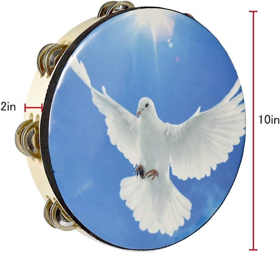 Pandereta campana de mano de doble fila Jingles Music Persuccion Church (10 pulg