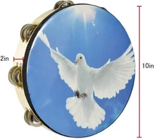 Pandereta campana de mano de doble fila Jingles Music Persuccion Church (10 pulg