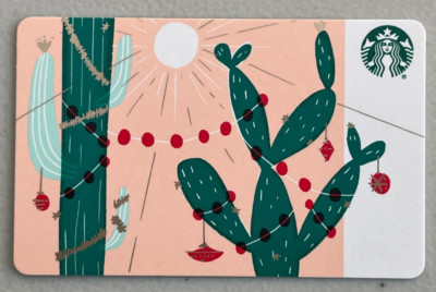 New STARBUCKS GIFT CARD 0 Balance  2018 DESERT HOLIDAYS  SAGUARO CACTUS w/LIGHTS