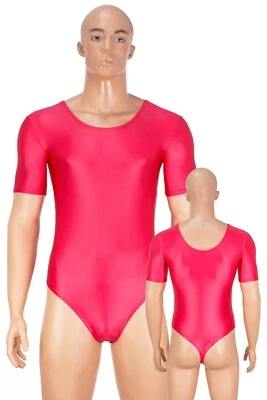 Herren Wetlook Stringbody Rundhals kurze Ärmel stretch shiny elastisch hauteng - Bild 1 von 4