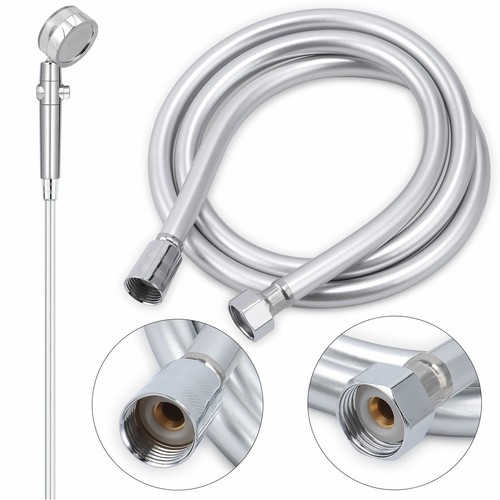 Brass Pipe Connectors Smooth Siver PVC 1.5M Or 2M Long Flexible Shower Hose 1/2" - Picture 2 of 11