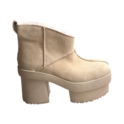 UGG Women's New Heights Platform Mini Mustard Seed Suede Boots 1157910