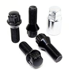 4 14x1.5 Black Wheel Locks Conical Seat 28mm 1.1 Shank 2.16 Length Alfa Romeo