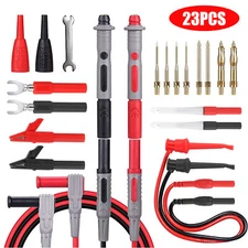 23x Multimeter Test Lead Kit for Auto Electrical Alligator Clip Probe Wire Tool