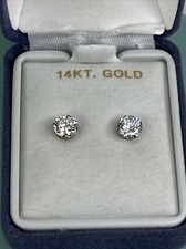 14K gold posts and backs 1.5ctw CZ 6mm cubic zirconia stud earrings stamped
