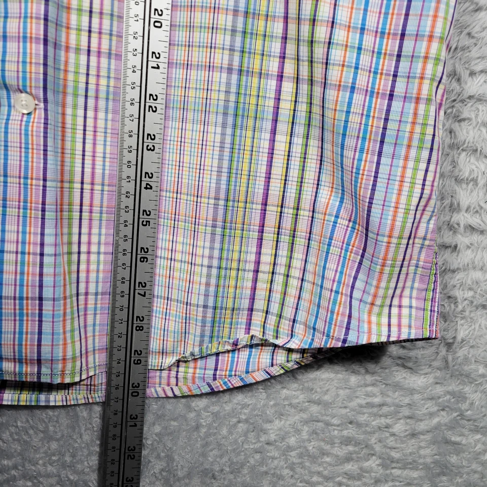 Camisa Tallia Para Hombre Grande 16.5 Cuadros Algodón Borde Floral Abotonada Manga Larga Foto 4 de 4