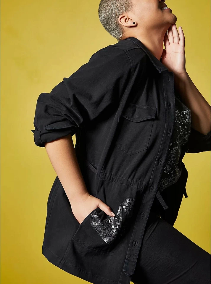 Chaqueta Abrigo 4x Torrid 4 26 Gótico Lovesick Calavera Negro Plus Mujeres Anorak Lentejuelas Foto 4 de 4