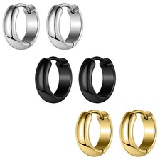 1/3 Pairs Surgical Steel Huggie Hoop Earrings Hinged Cartilage Earrings 7mm/9mm