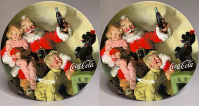 2002 Sakura Coca-Cola Santa and Children Christmas Salad Plates - Set of 2