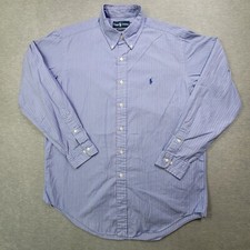 Polo Ralph Lauren Shirt Mens 16 34/35 Blue Red Striped Button Down Pony Classic