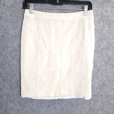 Ann Taylor Loft Petites Size 2P Shimmer Skirt Womens Ivory Solid Zip