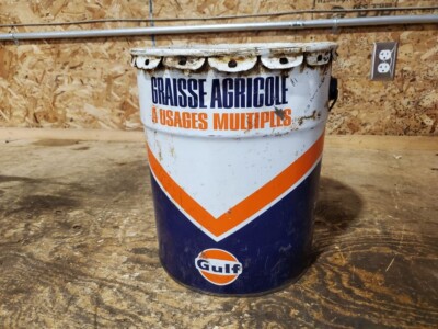 VINTAGE GULF Farm Grease Multi Purpose Bucket With Lid - Canadian
